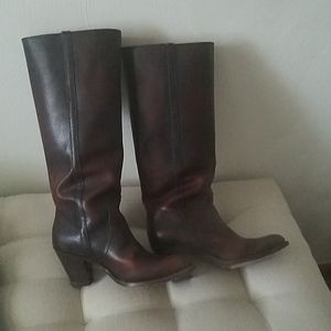 Frye tall dark brown leather boots